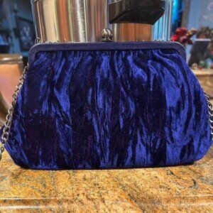 NWT Patricia Nash Crushed Velvet Ealing Frame Royal Blue Bag